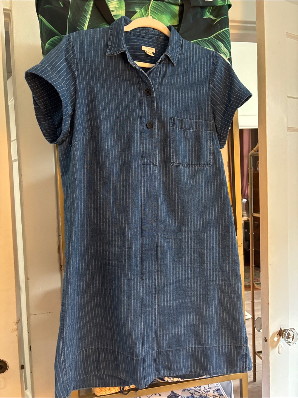 J. Crew Blue Pinstripe Mini Dress